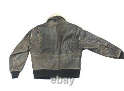 Levi Strauss Type G1 Brown Distressed Leather Sherpa Lined Bomber Jacket RARE 38