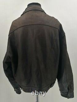 Levi's Trucker Vintage Distressed Bufalo Leather Jacket Brown XL Levis Western