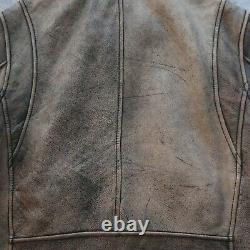 Levis Distressed Leather Jacket Size M Car Coat Vtg