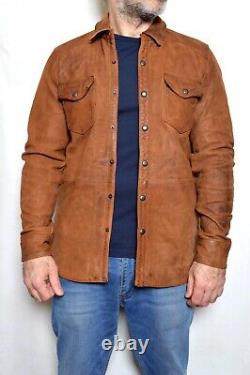 Lucky Brand Handcrafted Lamb Leather Distressed Shirt Jacket Tan Brown SIERRA XL