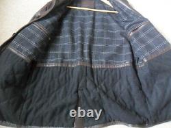 M&s Blue Harbour Dark Brown Distressed Look Leather Coat Jacket M Rrp £399