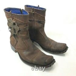 MARK NASON Men's US 9 Brown Suede Distressed Zip Up Ankle Boots Made in Italy