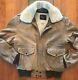 Mens Reed Sherpa Distressed Brown Leather Bomber Flight Jacket 38 Small Usa Coat