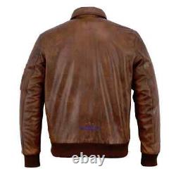 Ma1 Flight Jacket Distressed Brown Airforce Bomber Army Combat Military Pilot Us