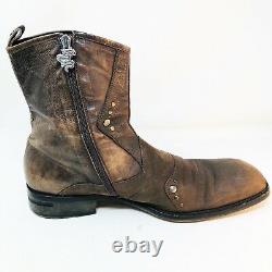 Mark Nason Distressed Brown Studded Cross Boots Sz 12 Italy 67578