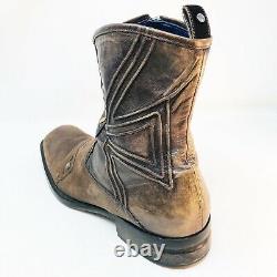 Mark Nason Distressed Brown Studded Cross Boots Sz 12 Italy 67578