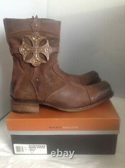 Mark Nason Italy vero curio Amplify Brown Distressed Leather Boots Size 12