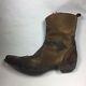 Mark Nason Mens 10 M Dallas Brown Distressed Boots Leather Italy 67267 Side Zip