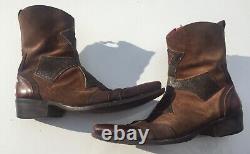 Mark Nason Mens 10 M Dallas brown distressed boots leather italy 67267 side zip