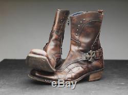 Mark Nason Rock Boots US11 Distressed Brown with spiderweb design (W)
