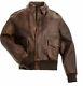 Men Aviator A-2 Flight Real Brown Distressed Cowhide Leather Bomber Jacket