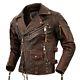 Men Distressed Brown Waxed Cafe Racer Retro Motorcycle Party Biker Rider Jacket