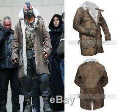 Men Distressed Leather Bane Coat The Dark Knight Rises Winter Fur Leather Jacket
