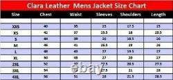 Men' Slim Fit Cafe Racer Vintage Brown Motorcycle Genuine Real Leather Jacket