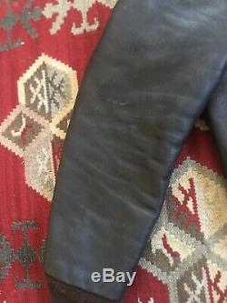 Men Vintage Distressed Schott Dark Brown Fut Lined Leather Bomber Jacket Size 42