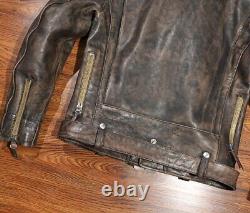 Men Vintage Style Distressed Cowhide TeaCore Retro Motorcycle Rider Biker Jacket