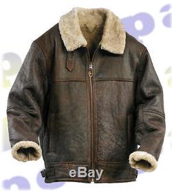 Men's 100% Genuine Sheepskin Real Nappa Leather Aviator Flying Jacket