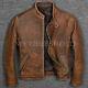 Men's Biker Brown Vintage Motorcycle Distressed Cafe Racer Leather Jacket