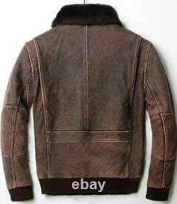 Men's Biker Cafe Racer Vintage Motorcycle Distressed Brown Leather Jacket