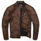Men's Biker Distressed Motorycle Antique Waxed Brown Vintage Real Leather Jacket