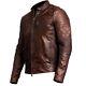 Men's Biker Motorcycle Vintage Distressed Brown Cafe Racer Real Leather Jacket