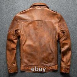 Men's Brown Jacket Biker Vintage Motorcycle Distressed Cafe Racer Leather Jacket