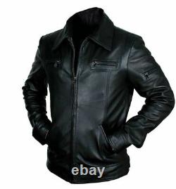 Men's Cafe Motorcycle Biker Racer Vintage Distressed Brown Real Leather Jacket