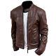 Men's Cafe Racer Motorcycle Vintage Distressed Brown Stylish Real Leather Jacket