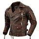 Men's Distressed Brown Cafe Racer Biker Riding Waxed Real Zipper Handmade Jacket