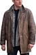 Men's Distressed Brown Genuine Leather Mid Length Vintage Leather Trench Coat