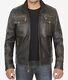 Men's Distressed Brown Rub-off Leather Biker Jacket With Vintage Detailing