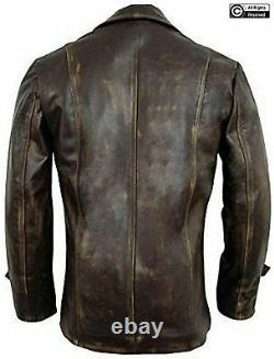 Men's Distressed Brown Stylish Cafe Racer Biker Real Leather Leather Coat Jacket
