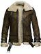 Men's Dunkirk Shearling Distressed Real Sheepskin Leather Jacket Raf Wwll Coat