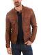 Men's Fashion Real Sheep Leather Vintage Brown/teal Blue Distressed Waxed Jacket