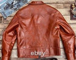 Men's Genuine Lambskin Leather DISTRESSED BROWN VINTAGE Biker Jacket Shirt