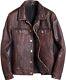 Men's Jacket Vintage Biker Cafe Racer Distress Brown Real Genuine Leather Jacket