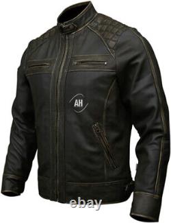 Men's Leather Biker Jacket Distressed Lambskin Motorcycle Jacket