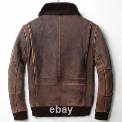 Men's Leather Bomber Flight Vintage Distressed Brown Genuine Leather Jacket