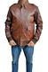 Men's Leather Bomber Jacket Biker Style Real Lambskin Distressed Brown Coat