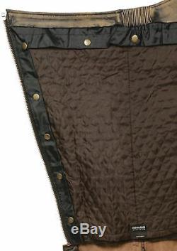 Men's Leather Distressed Brown Four Pocket Motorcycle Chap with Snap Out Liner