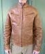 Men's, Leather, Stylish, Quilted, Tan, Distressed, Biker Jacket By Cottonfield