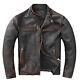 Men's Motorcycle Biker Vintage Cafe Racer Distressed Black Real Leather Jacket
