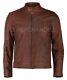 Men's Motorcycle Biker Vintage Cafe Racer Distressed Brown Real Leather Jacket