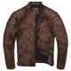 Men's Motorcycle Biker Vintage Cafe Racer Distressed Brown Real Leather Jacket