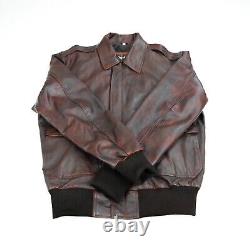 Men's Motorcycle Biker Vintage Cafe Racer Distressed Brown Real Leather Jacket