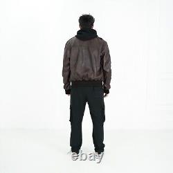 Men's Motorcycle Biker Vintage Cafe Racer Distressed Brown Real Leather Jacket