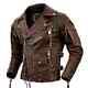 Men's Motorcycle Biker Vintage Cafe Racer Distressed Real Leather Jacket For Men