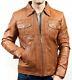 Men's Motorcycle Biker Vintage Distressed Brown Genuine Leather Jacket
