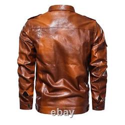 Men's Motorcycle Vintage Cafe Racer Distressed Biker Cowhide Real Leather Jacket