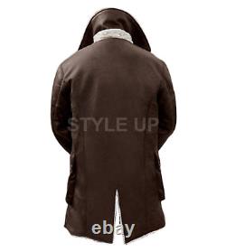 Men's New Dark Knight Rises Bane Distressed Brown Genuine Leather Trench Coat